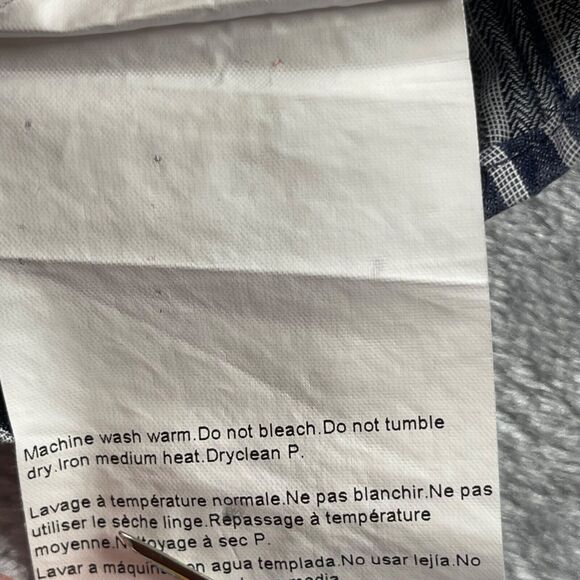 Hugo Boss Dress Shirt Men 16 34/35 Navy Gray Stripe 100% Cotton Enzo Regular Fit - Picture 15 of 16